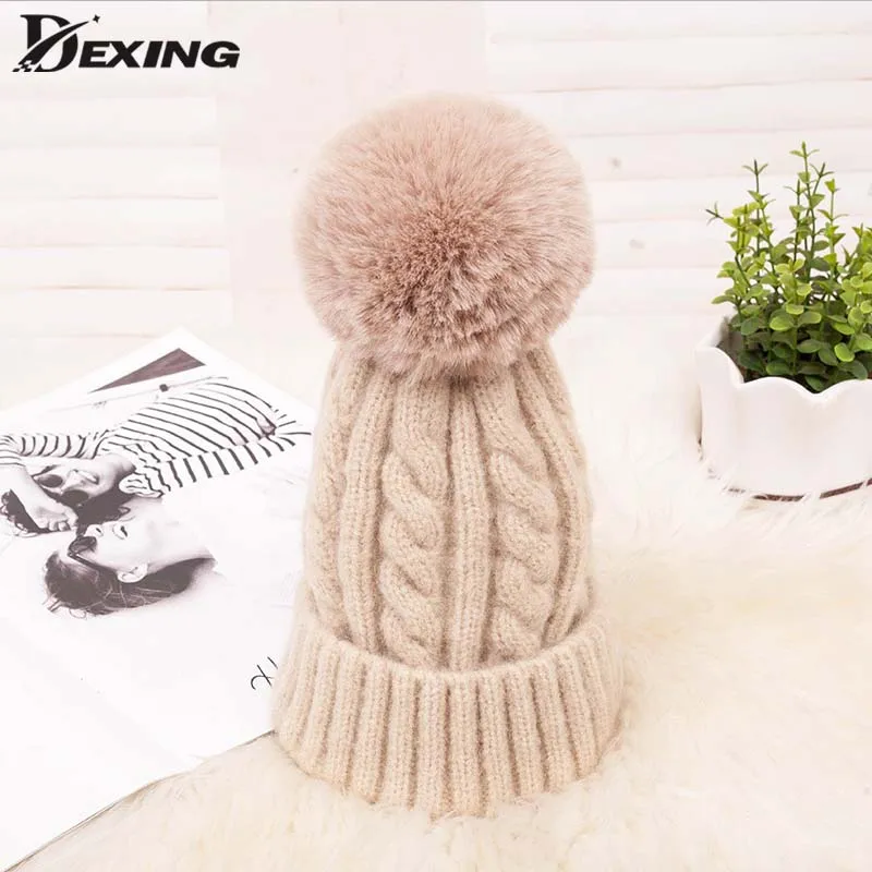 New Winter Ski Pink Ball Beanie Hat For Women Fluffy Double Faux Fur Pom Pom wool knitted Skullies Beanie With Pompom warm cap 
New Winter Ski Pink Ball Beanie Hat For Women Fluffy Double Faux Fur Pom Pom wool knitted Skullies Beanie With Pompom warm cap