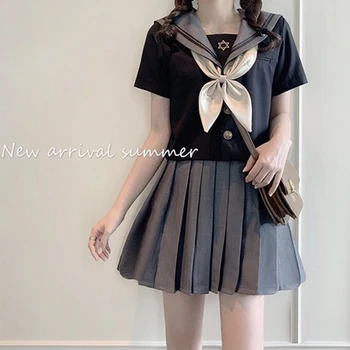 New Summer Women Suit Preppy Style Jk Uniform Two Piece Set Sailor Collar Crop Tops Top + Pleated Skirt Female Cosplay Clothes
New Summer Women Suit Preppy Style Jk Uniform Two Piece Set Sailor Collar Crop Tops Top + Pleated Skirt Female Cosplay Clothes