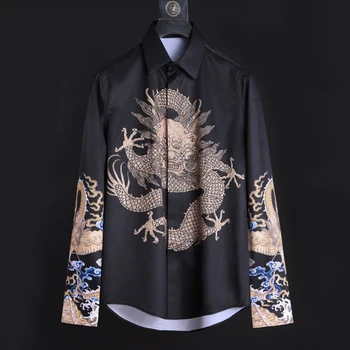 Luxury brand men's shirt printing Chinese element myth beading dragon auspicious clouds fashion business leisure man street tops
Luxury brand men's shirt printing Chinese element myth beading dragon auspicious clouds fashion business leisure man street tops