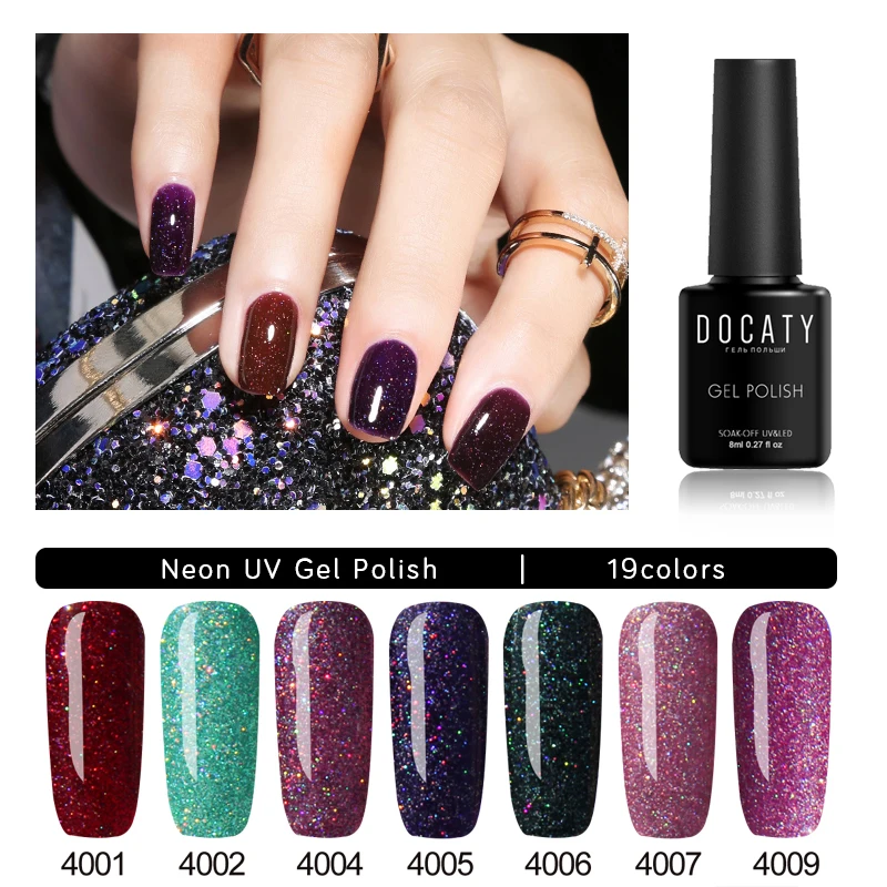 Docaty 8ml Healthy Glitter Neon Gel Polishes Semi Permanent UV Lamp Varnish All for Manicure Nail Art Design Top and Base
Docaty 8ml Healthy Glitter Neon Gel Polishes Semi Permanent UV Lamp Varnish All for Manicure Nail Art Design Top and Base