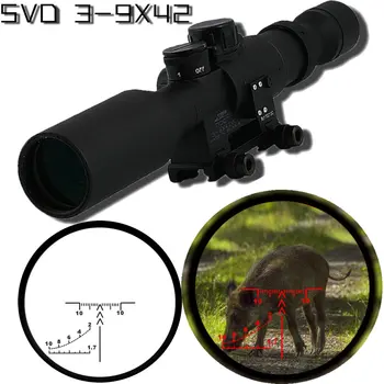 Sniper Tactical SVD 3-9X42 Hunting Rifle Scopes Optics Sight Hunting scope red dot light 11mm/20mm wave rail base riflescope
Sniper Tactical SVD 3-9X42 Hunting Rifle Scopes Optics Sight Hunting scope red dot light 11mm/20mm wave rail base riflescope