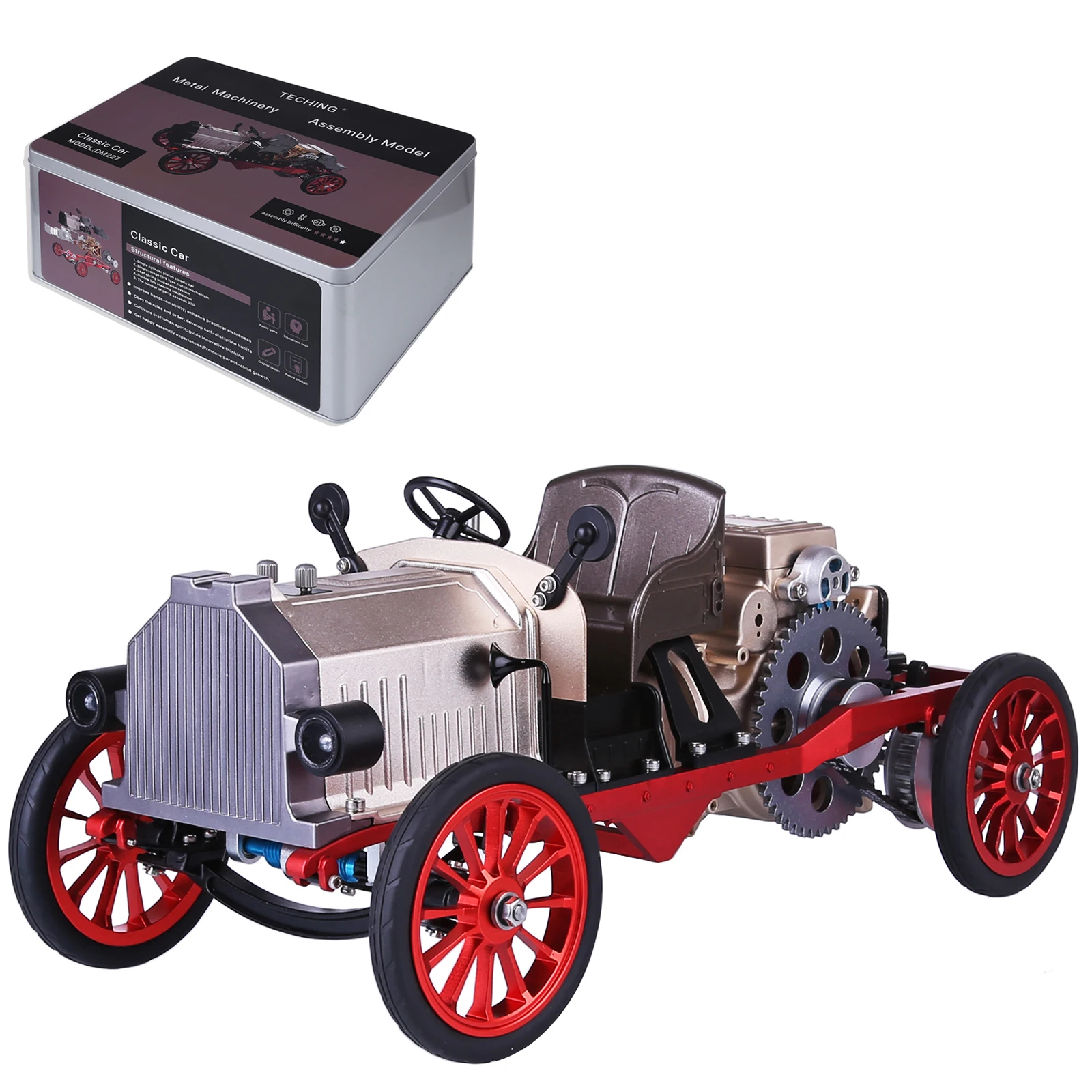Teching Mini APP Remote Control Electric Single-cylinder Engine Vintage Classic Car DIY Metal Mechanical Model High Level Toy
Teching Mini APP Remote Control Electric Single-cylinder Engine Vintage Classic Car DIY Metal Mechanical Model High Level Toy