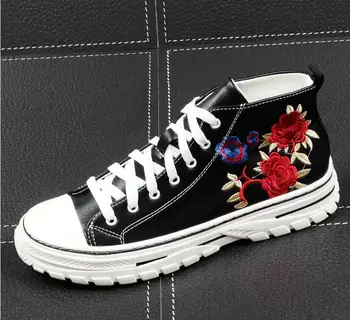 

Newest embroidery Casual Shoes For Man flats loafers Mens designer Studded Rivet Spike high top skateboard platform Shoes
