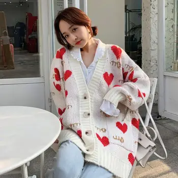 Love Jacquard Sweater Cardigan Female 2019 Autumn And Winter Fresh Sweet Long Long loose large size knitted jacket
Love Jacquard Sweater Cardigan Female 2019 Autumn And Winter Fresh Sweet Long Long loose large size knitted jacket