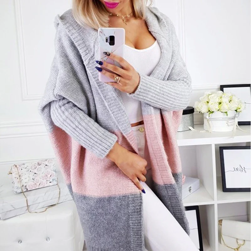 Patchwork Knitted Long Cardigan Women Autumn Hooded Batwing Sleeve Plus Size 5XL Women's Sweater Coat Winter Cardigans Female
Patchwork Knitted Long Cardigan Women Autumn Hooded Batwing Sleeve Plus Size 5XL Women's Sweater Coat Winter Cardigans Female