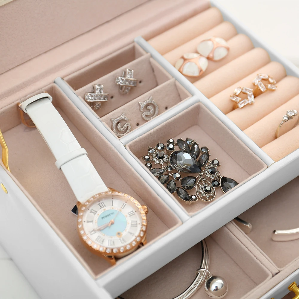 Makeup Pouch Three-layer Cosmetic Storage Box Leather Jewelry Box Automatic For Women Earring Ring Organizer Cosmetic Decoration
Makeup Pouch Three-layer Cosmetic Storage Box Leather Jewelry Box Automatic For Women Earring Ring Organizer Cosmetic Decoration