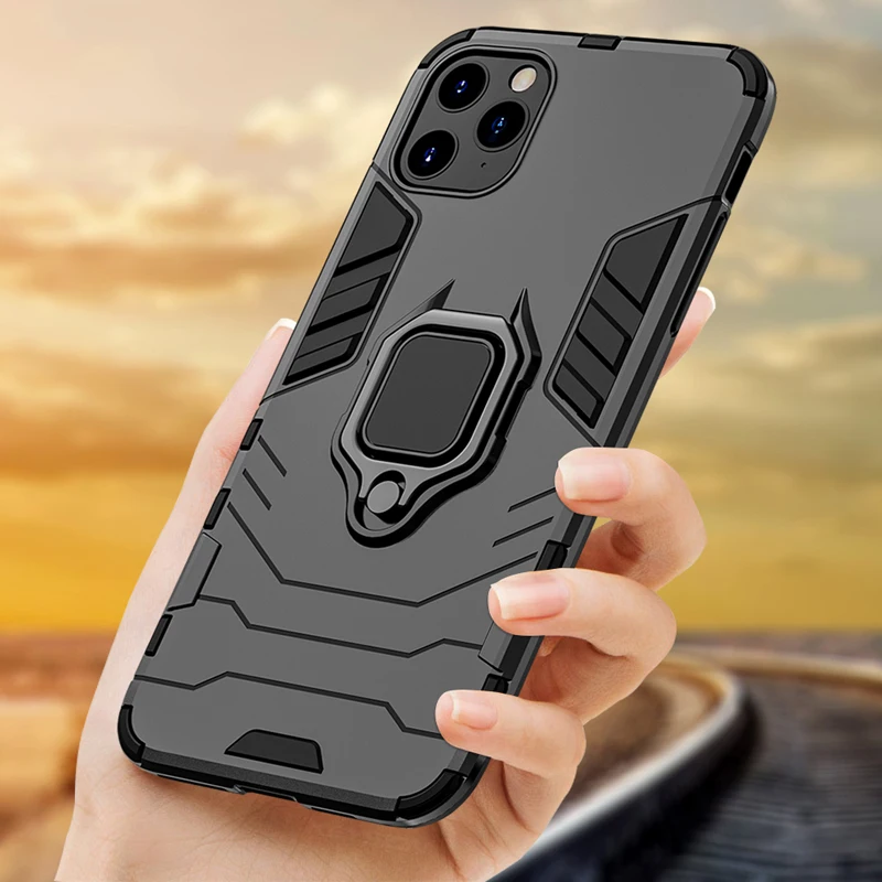 Fashion Armour Metal Car Ring Holder Case For iPhone 6 6s 7 8 Plus X Ten 10 XR XS Max 11 Pro Back Cover Capa Coque | Мобильные