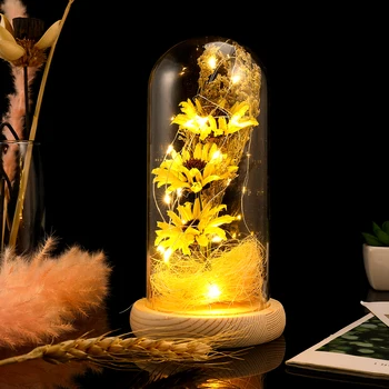 LED Microlandschaft Glass Dome Light Mini Artificial Sunflower Lamp with Glass Cover Desktop Ornament (Yellow)
LED Microlandschaft Glass Dome Light Mini Artificial Sunflower Lamp with Glass Cover Desktop Ornament (Yellow)
