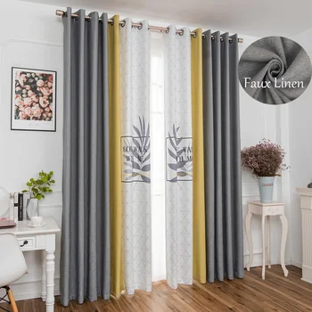 Luxury Blackout Cloth Panel Fabric Curtains For Living Room High Quality Faux Linen Plant Pattern Splice Window Curtain 
Luxury Blackout Cloth Panel Fabric Curtains For Living Room High Quality Faux Linen Plant Pattern Splice Window Curtain