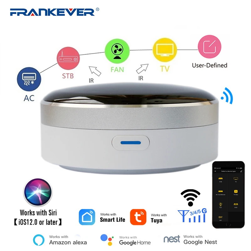 FrankEver Universal IR Smart Remote Control Tuya App WiFi + Infrared Home Control Hub Works with Google Assistant Alexa Siri
FrankEver Universal IR Smart Remote Control Tuya App WiFi + Infrared Home Control Hub Works with Google Assistant Alexa Siri