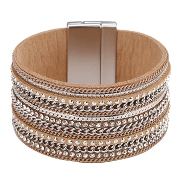 ALLYES Leather Bracelet for Women Femme Handmade Metal Chain Bohemian Female Wrap Wide Bracelets & Bangles Jewelry
ALLYES Leather Bracelet for Women Femme Handmade Metal Chain Bohemian Female Wrap Wide Bracelets & Bangles Jewelry