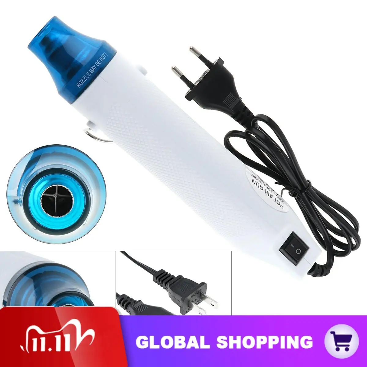 110V-220V 300W Diy Using Heat Gun Electric Tool Hot Air Gun with Shrink Plastic Surface for Heating DIY Accessories EU / US Plug
110V-220V 300W Diy Using Heat Gun Electric Tool Hot Air Gun with Shrink Plastic Surface for Heating DIY Accessories EU / US Plug