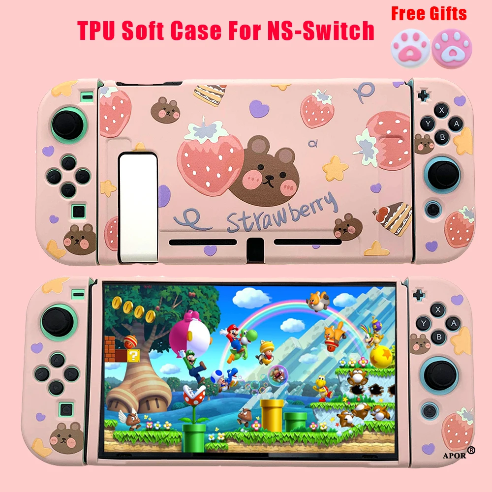 Pink Strawberry Bear Protective Soft Case For Nintendo Switch NS Shell Cases Back Cover Housing for Nintend Switch Joy Con
Pink Strawberry Bear Protective Soft Case For Nintendo Switch NS Shell Cases Back Cover Housing for Nintend Switch Joy Con