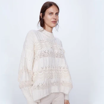 ZA Korean Version of the Pullover New Women's Autumn and Winter Half-high Collar Sweater Stitching Ruffled Long-sleeved Sweater
ZA Korean Version of the Pullover New Women's Autumn and Winter Half-high Collar Sweater Stitching Ruffled Long-sleeved Sweater