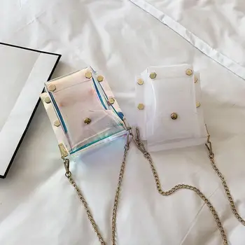 Travel PVC Shoulder Bag Women Fashion Laser Flap Transparent Crossbody Messenger Rivet Small Bags Ladies Handbag
Travel PVC Shoulder Bag Women Fashion Laser Flap Transparent Crossbody Messenger Rivet Small Bags Ladies Handbag