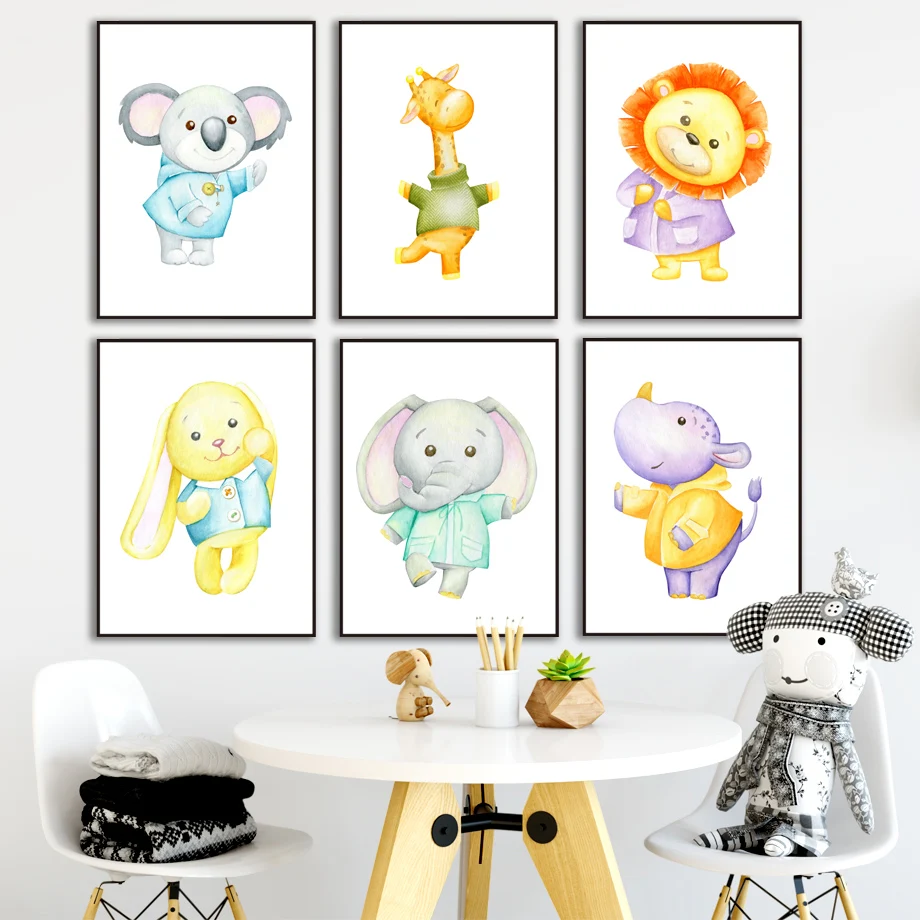 Cute Rabbit Elephant Giraffe Rhino Lion Nursery Wall Art Print Canvas Painting Nordic Poster Wall Pictures Baby Kids Room Decor
Cute Rabbit Elephant Giraffe Rhino Lion Nursery Wall Art Print Canvas Painting Nordic Poster Wall Pictures Baby Kids Room Decor