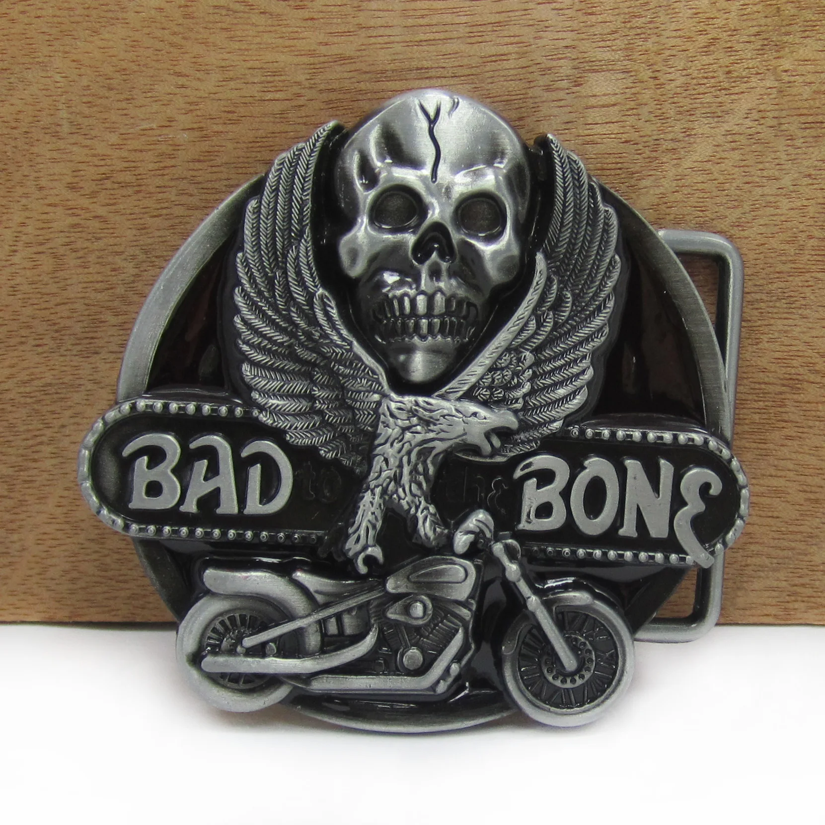 BuckleClub цинковый сплав ретро западные BAD TO THE BONE джинсы с изображением черепа