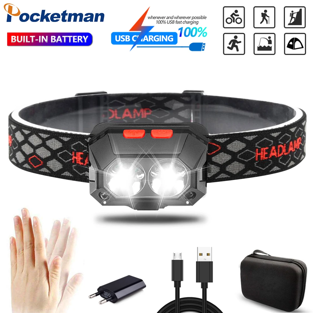 Super Powerful LED Headlamp Rechargeable Body Motion Sensor Headlight built-in battery Induction Flashlight Head Light With USB
Super Powerful LED Headlamp Rechargeable Body Motion Sensor Headlight built-in battery Induction Flashlight Head Light With USB