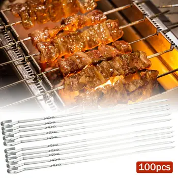 100pcs Reusable flat stainless steel barbecue skewers bbq Needle stick For outdoor camping picnic tools cooking tools
100pcs Reusable flat stainless steel barbecue skewers bbq Needle stick For outdoor camping picnic tools cooking tools