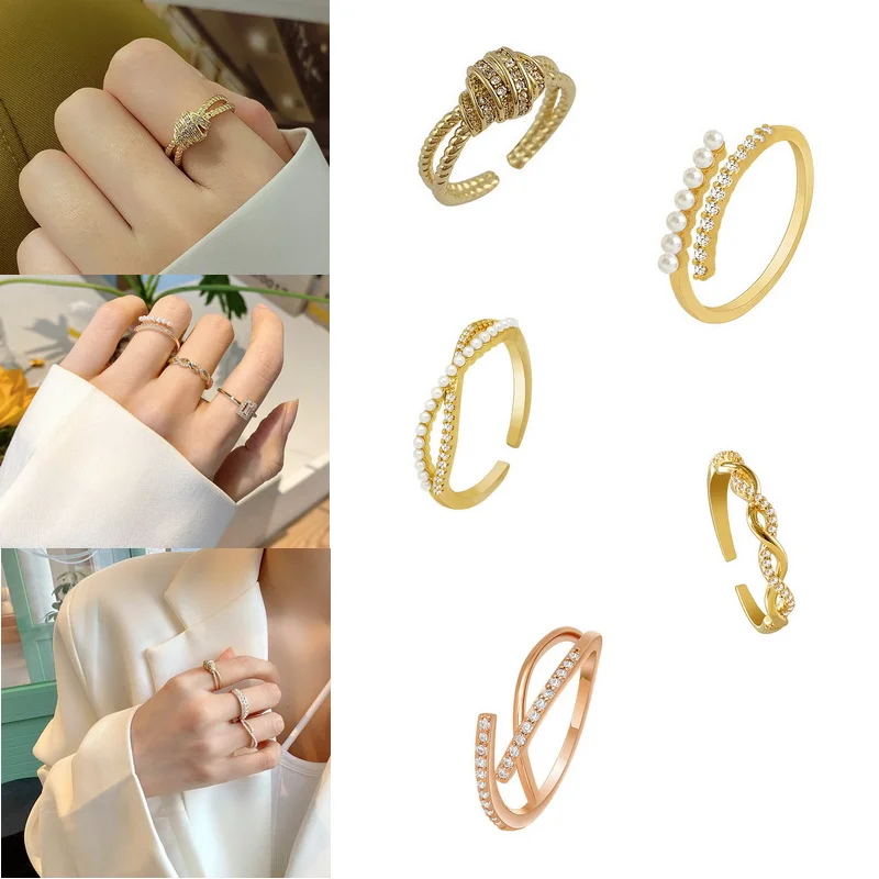 Женские открытые кольца с искусственным жемчугом корейские элегантные