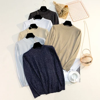 Shiny Lurex Autumn Winter Sweater Women Pullover Fashion Sweater High Elasticity Knitted Jumper asic Female Tops 2020 Black Blue
Shiny Lurex Autumn Winter Sweater Women Pullover Fashion Sweater High Elasticity Knitted Jumper asic Female Tops 2020 Black Blue