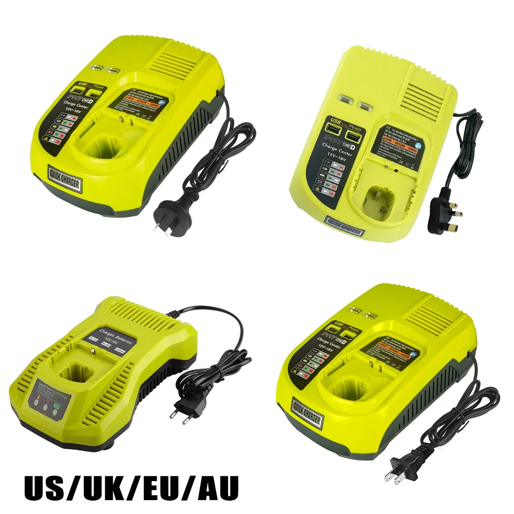 2020 New Li-ion NiCad Battery Charger P108 P117 For Ryobi 12V-18V Ni-CD Ni-MH One+ Plus P104 P108 US/UK/AU/EU Replacement
2020 New Li-ion NiCad Battery Charger P108 P117 For Ryobi 12V-18V Ni-CD Ni-MH One+ Plus P104 P108 US/UK/AU/EU Replacement