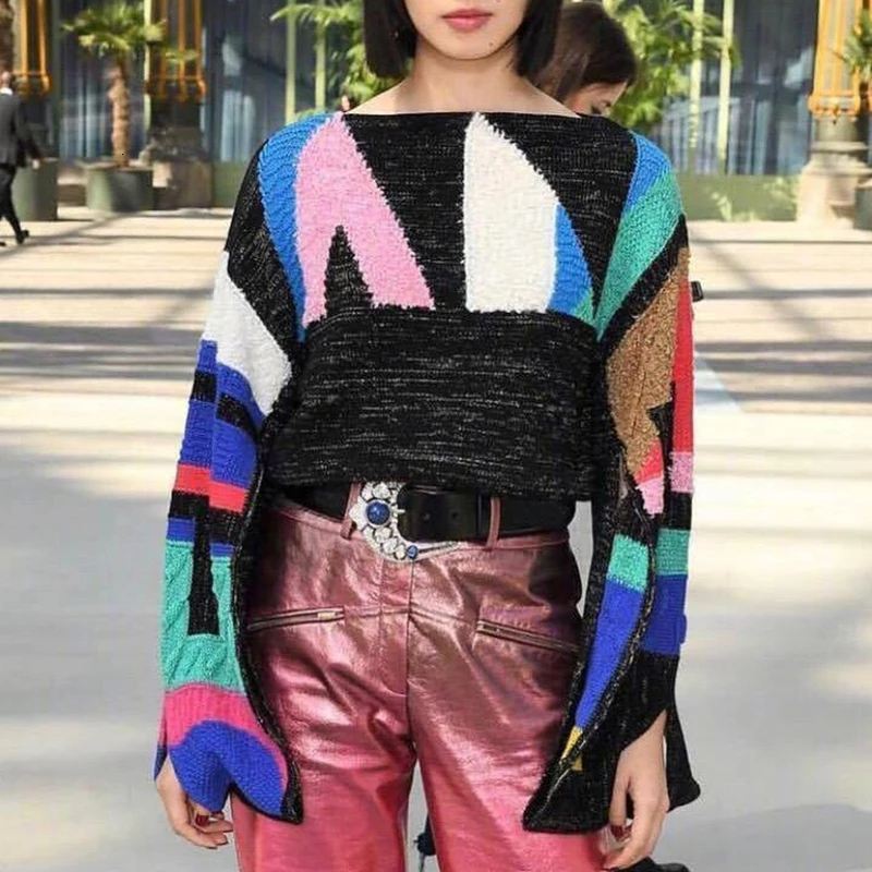 Patchwork Geometric Hit Color Women's Sweater O Neck Long Sleeve Female Sweaters OL Oversized Wool Sweater Women
Patchwork Geometric Hit Color Women's Sweater O Neck Long Sleeve Female Sweaters OL Oversized Wool Sweater Women
