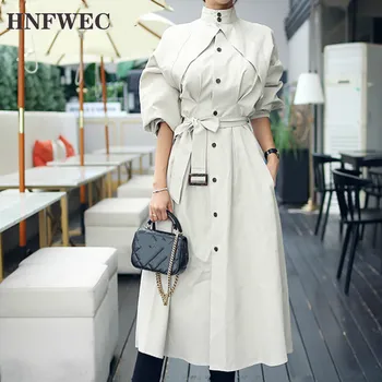 New Spring Winter Stand Collar Long Sleeve Personality Wiast Tie Loose Korean Fashion Women Coat Tide Q650 
New Spring Winter Stand Collar Long Sleeve Personality Wiast Tie Loose Korean Fashion Women Coat Tide Q650