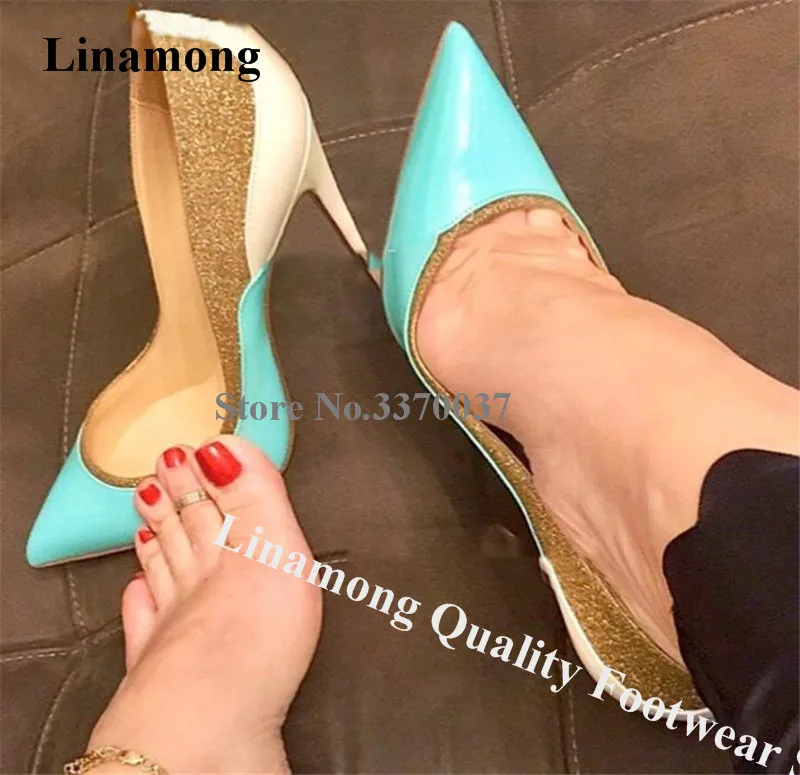 Linamong Pointed Toe Gold Glitter Patchwork Stiletto Heel Pumps Bling Bling Mixed-colors Sequined High Heels Dress Shoes
Linamong Pointed Toe Gold Glitter Patchwork Stiletto Heel Pumps Bling Bling Mixed-colors Sequined High Heels Dress Shoes