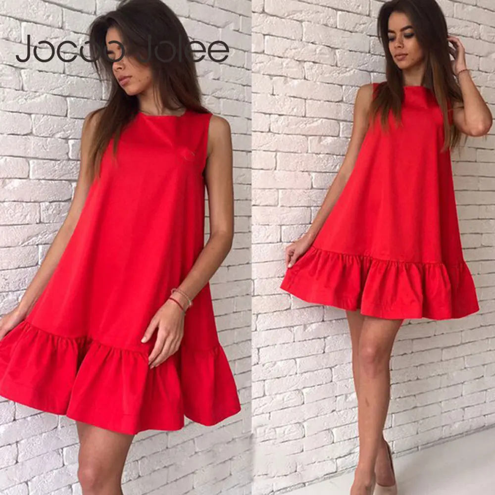 Jocoo Jolee Summer Sleeveless Ruffles Mini Dress Causual Loose Short Dress Elegant Solid Pleated Beach Dress Vestidos 2023
Jocoo Jolee Summer Sleeveless Ruffles Mini Dress Causual Loose Short Dress Elegant Solid Pleated Beach Dress Vestidos 2023