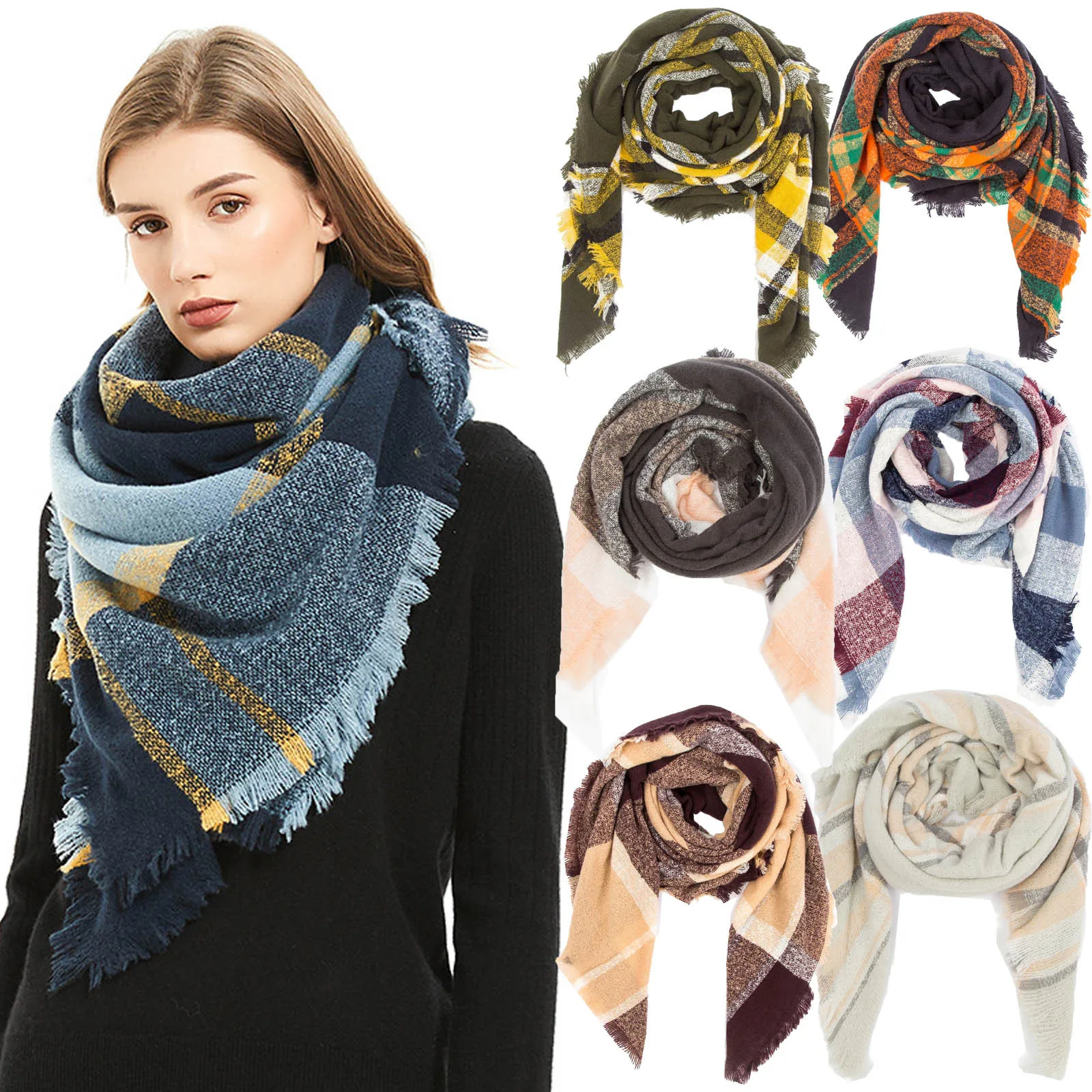 Scarf For Women Winter Warm Fashion All-Match Colorful Long Shawl Wraps Large Scarves Knit Cashmere Tassel Plaid Scarf аѬ q5
Scarf For Women Winter Warm Fashion All-Match Colorful Long Shawl Wraps Large Scarves Knit Cashmere Tassel Plaid Scarf аѬ q5