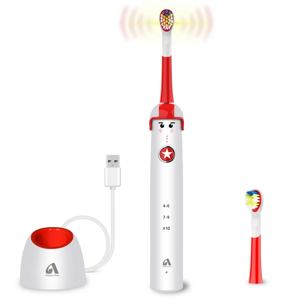 Proalph Oral Cleaning Children Automatic Electric Toothbrush Kids Waterproof Ultrasonic Tooth Brush with 2pcs Replacement Head
Proalph Oral Cleaning Children Automatic Electric Toothbrush Kids Waterproof Ultrasonic Tooth Brush with 2pcs Replacement Head
