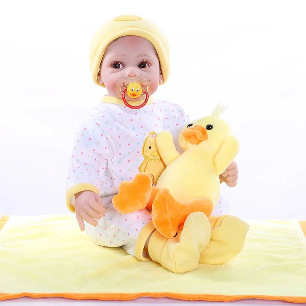 21.52 inch Powder Rabbit Bib Small Yellow Duck Soft Silicone Reborn Baby Doll Simulation Doll Lovely Creactive Children Doll
21.52 inch Powder Rabbit Bib Small Yellow Duck Soft Silicone Reborn Baby Doll Simulation Doll Lovely Creactive Children Doll