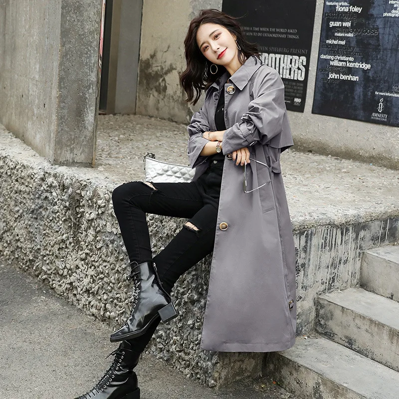 2019 Autumn New Style Trench Coat-Style Simple Cool Solid Color Mid-length Long Sleeve with Belt
2019 Autumn New Style Trench Coat-Style Simple Cool Solid Color Mid-length Long Sleeve with Belt