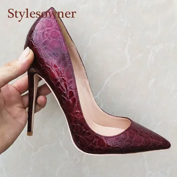 Stylesowner New Wine Red Stone Pattern High Heels Female 12 10 8cm Stiletto Pointy Toe Single Shoes Wedding Bridal Shoes
Stylesowner New Wine Red Stone Pattern High Heels Female 12 10 8cm Stiletto Pointy Toe Single Shoes Wedding Bridal Shoes