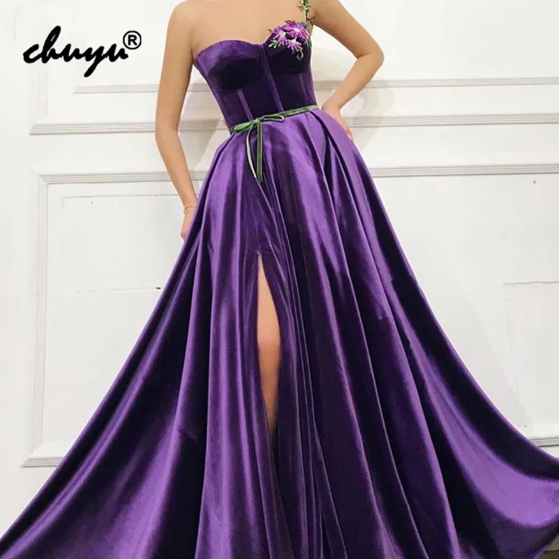 Velour Evening Dresses Strapless Flowers High Slit Belt Islamic Dubai Saudi Arabic Evening Gown Prom Dress
Velour Evening Dresses Strapless Flowers High Slit Belt Islamic Dubai Saudi Arabic Evening Gown Prom Dress