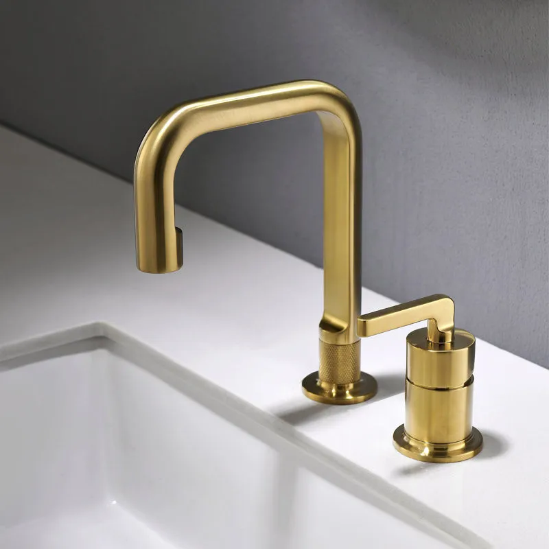 

Bathroom Basin Faucet Brass Sink Mixer Taps Hot & Cold Single Handle Lavatory Crane Taps Widespread Faucets Brushed Gold/Black