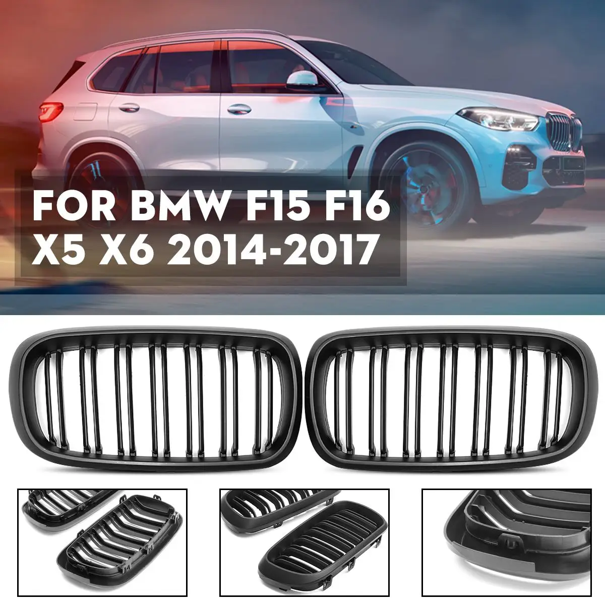 Car Front Racing Bumper Grills For BMW F15 F16 X5 X6 2014 2015 2016 2017 Gloss Matte Black Dual 2 Slat Line Styling
Car Front Racing Bumper Grills For BMW F15 F16 X5 X6 2014 2015 2016 2017 Gloss Matte Black Dual 2 Slat Line Styling