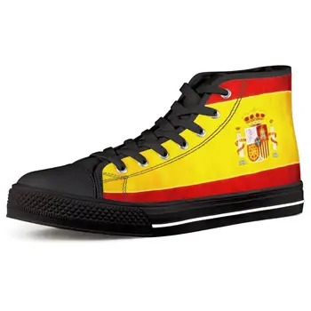 

Spain Flag Image Custom Man High-top Canvas Shoes Fashion Board Shoes Vulcanized Shoes Spanish National Emblem Zapatos De Hombre