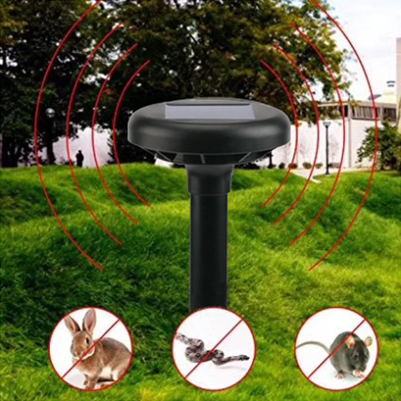LUXUGLOW 2pcs Outdoor Ultrasonic Pest Repeller Garden Mole Repellent Solar Power Snake Bird Mosquito Mouse Control Yard | Дом и сад