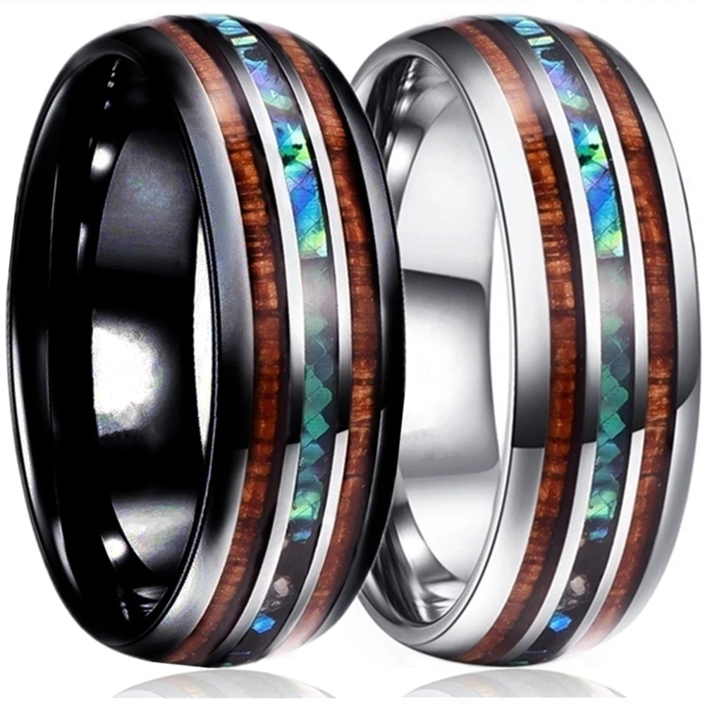 8mm New Fashion Couple Rings Tungsten Carbide Steel Wood Abalone Shell Ring For Men Jewelry Women Wedding Band
8mm New Fashion Couple Rings Tungsten Carbide Steel Wood Abalone Shell Ring For Men Jewelry Women Wedding Band