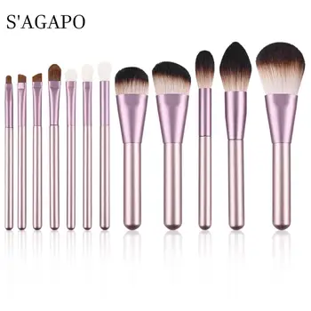 S'AGAPO 12PCS Makeup Brushes set Grape purple handle Powder Blush Foundation Eyeshadow Eyeliner Professional makeup brush bags
S'AGAPO 12PCS Makeup Brushes set Grape purple handle Powder Blush Foundation Eyeshadow Eyeliner Professional makeup brush bags