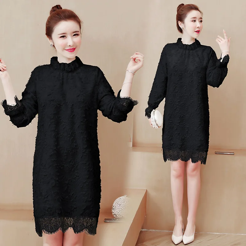 2020 Spring And Summer New Style Mid-length Loose-Fit Long Sleeve Lace Dress Slimming Crochet Base Skirt Large Size Dress 
2020 Spring And Summer New Style Mid-length Loose-Fit Long Sleeve Lace Dress Slimming Crochet Base Skirt Large Size Dress