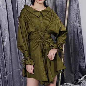 2020 Summer Spring Korean Design Fashion Long Sleeve Bandage Tunic Lace Up Women Mini Dress Green White Shirt Vestidos Causal
2020 Summer Spring Korean Design Fashion Long Sleeve Bandage Tunic Lace Up Women Mini Dress Green White Shirt Vestidos Causal