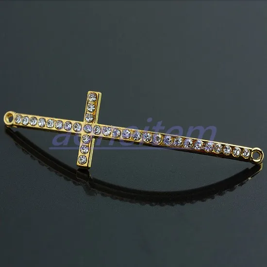 Фото Подвеска в виде креста золотого цвета Стразы по низкой цене Подвески для