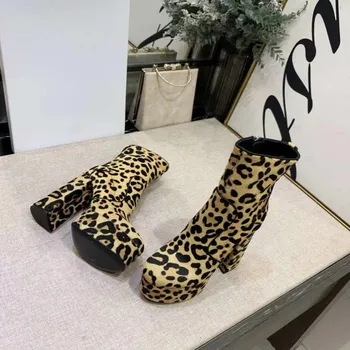 Leopard Print High Heels Sexy Platform Ankle Boots Zip Round Toe Winter Womem Shoes Booties Designer Brand Luxury Women Shoes
Leopard Print High Heels Sexy Platform Ankle Boots Zip Round Toe Winter Womem Shoes Booties Designer Brand Luxury Women Shoes