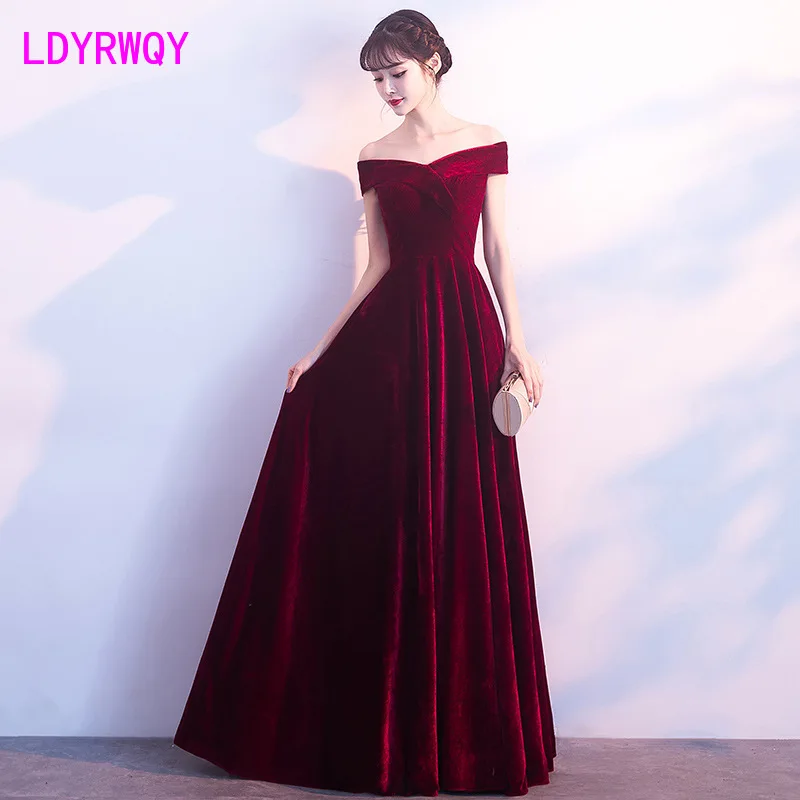 2019 new summer fashion slim word shoulder velvet dress Floor-Length Zippers Slash neck Natural Regular Office Lady
2019 new summer fashion slim word shoulder velvet dress Floor-Length Zippers Slash neck Natural Regular Office Lady
