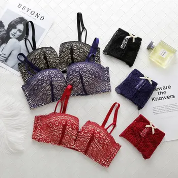 Female Floral Lace Bra Set Wireless Push Up Lingerie Sets Removable Straps 3/4 Cup Bras + Briefs Sets for Women 70B 75B 80B 85B
Female Floral Lace Bra Set Wireless Push Up Lingerie Sets Removable Straps 3/4 Cup Bras + Briefs Sets for Women 70B 75B 80B 85B