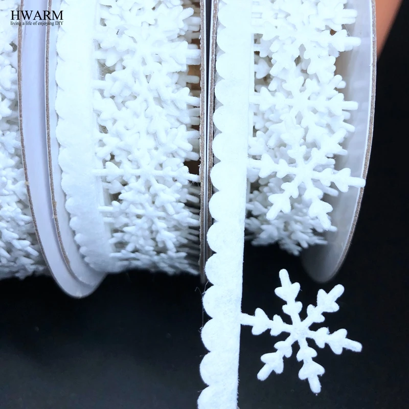 10pcs 2.5cm snowflake lace fabric ribbon christmas decoration wedding accessories DIY ultrasonic embossing string | Дом и сад
