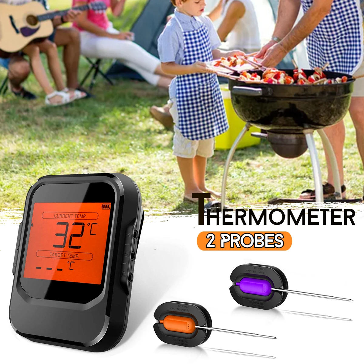 4.0 Wireless Digital Bluetooth Grill Thermometer with 2 Probe Control Food Cooking Timer Oven Meat BBQ Thermometer Kitchen Tool
4.0 Wireless Digital Bluetooth Grill Thermometer with 2 Probe Control Food Cooking Timer Oven Meat BBQ Thermometer Kitchen Tool